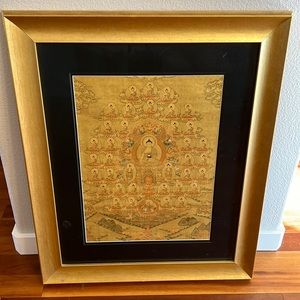 Hand-painted Gold Leaf Buddha—professionally framed in museum glass